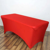 6ft Red Spandex Stretch Fitted Rectangular Tablecloth