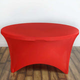 Red Stretch Spandex Fitted Round Tablecloth 60 in for 5 Foot Tables