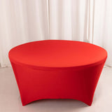 6ft Red Round Stretch Spandex Tablecloth Fitted Table Cover for 72 inch Tables