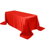 90x132Inch Red Satin Seamless Rectangular Tablecloth