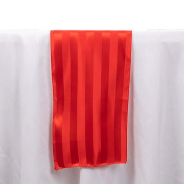 12"x108" Red Satin Stripe Table Runner, Elegant Tablecloth Runner