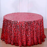 120 inch Big Payette Red Sequin Round Tablecloth Premium Collection