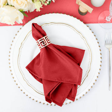 5 Pack Red Seamless Cloth Dinner Napkins, Wrinkle Resistant Linen 17"x17"