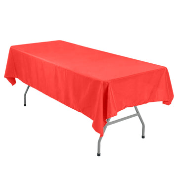 54"x96" Red Seamless Polyester Linen Rectangle Tablecloth