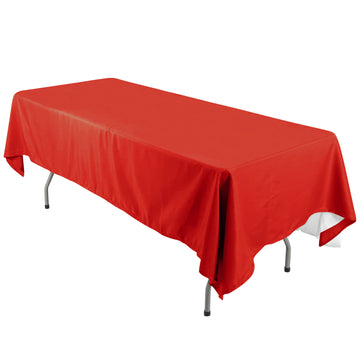 60"x126" Red Seamless Polyester Rectangular Tablecloth