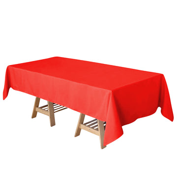 60"x102" Red Seamless Polyester Rectangular Tablecloth