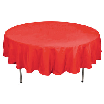 90" Red Seamless Polyester Round Tablecloth