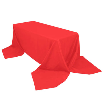 Premium Polyester 90"x156" Rectangle Tablecloth Red - Seamless 220GSM Stain-Resistant Table Cover