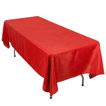 60"x102" Red Seamless Premium Polyester Rectangular Tablecloth - 220GSM