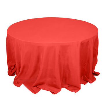 132" Red Seamless Premium Polyester Round Tablecloth - 220GSM