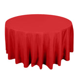 120inch Red 200 GSM Seamless Premium Polyester Round Tablecloth