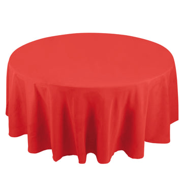 108" Red Seamless Premium Polyester Round Tablecloth - 220GSM