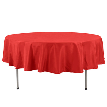 90" Red Seamless Premium Polyester Round Tablecloth - 220GSM
