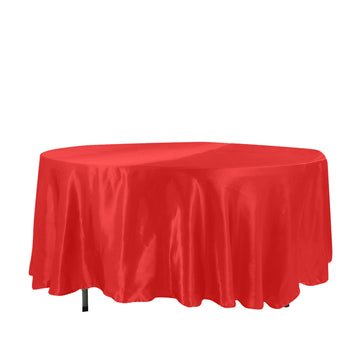 108" Red Seamless Satin Round Tablecloth