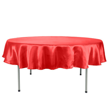 90" Red Seamless Satin Round Tablecloth