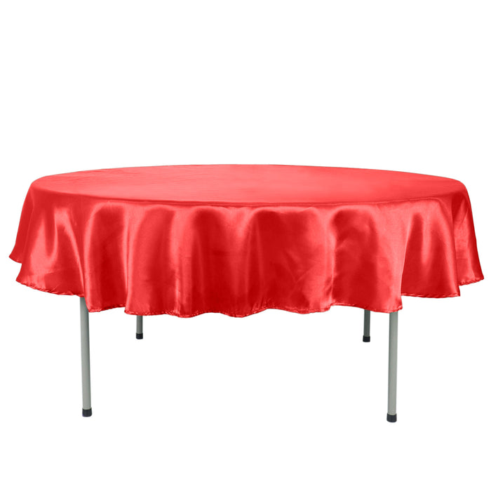 90inch Red Satin Round Tablecloth