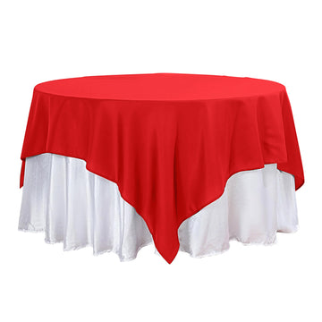 90"x90" Red Seamless Square Polyester Table Overlay