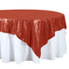 72" Premium Stripe Sequin Square Overlay For Wedding Catering Party Table Decorations - Red