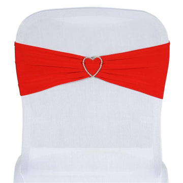 5 Pack | 5"x12" Red Spandex Stretch Chair Sashes Bands