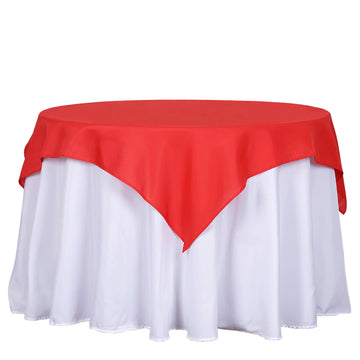 54"x54" Red Square Seamless Polyester Table Overlay