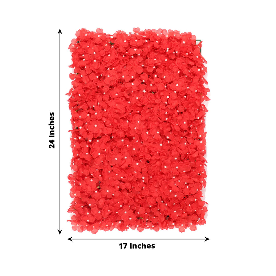 11 Sq ft. | Red UV Protected Hydrangea Flower Wall Mat Backdrop