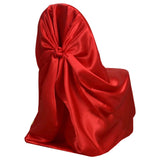 Red Satin Self-Tie Universal Chair Cover, Folding, Dining, Banquet and Standard