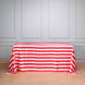 90"x156" | Stripe Satin Rectangle Tablecloth | Red & White | Seamless