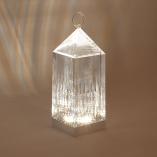 Retro Lighthouse Style LED Crystal Lantern Table Lamp - Elegant White