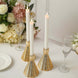 3 Pack | 5inch Ribbed Metallic Gold Ceramic Taper Candlestick Stands