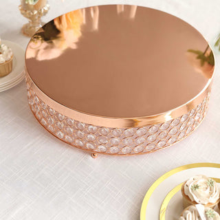 Create a Memorable Event with the Rose Gold Crystal Beaded Metal Cake Stand Pedestal