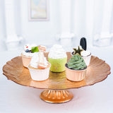 Glass Pedestal Cake Stand Plate, Cupcake Holder, Dessert/Appetizer Display - Scalloped Edge