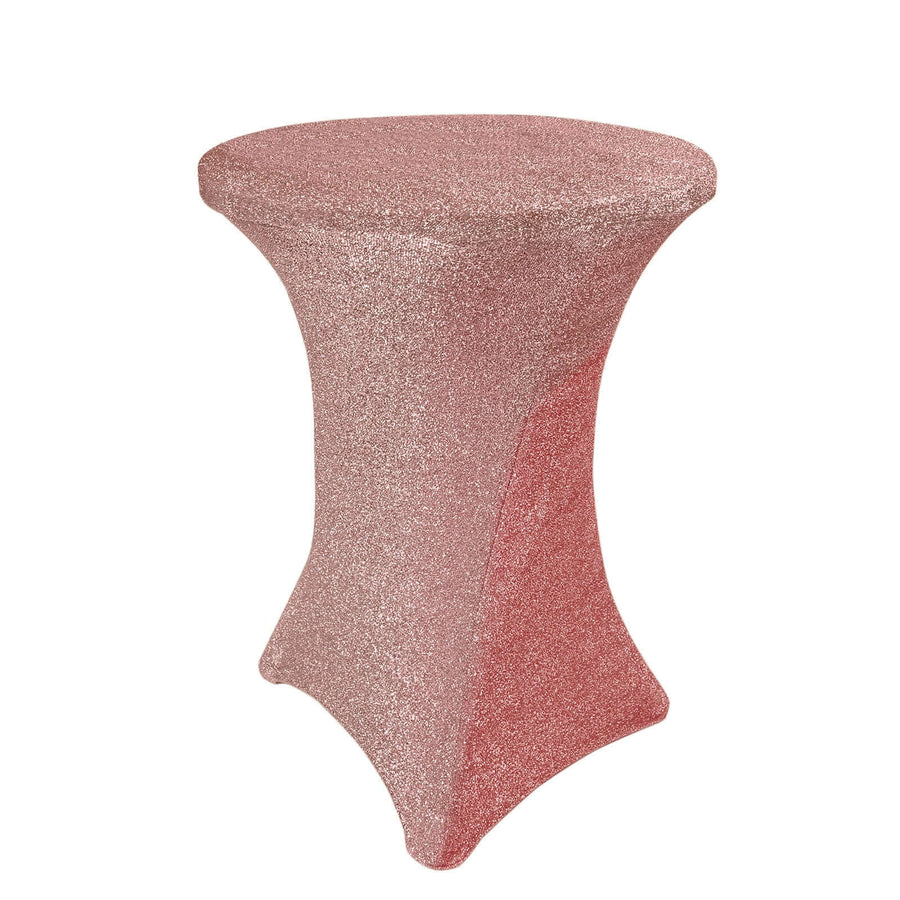 Blush / Rose Gold Metallic Shimmer Tinsel Spandex Cocktail Table Cover