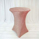 Blush / Rose Gold Metallic Shimmer Tinsel Spandex Cocktail Table Cover