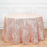 120" Rose Gold Seamless Diamond Glitz Sequin Round Tablecloth for 5 Foot Table With Floor-Length Drop