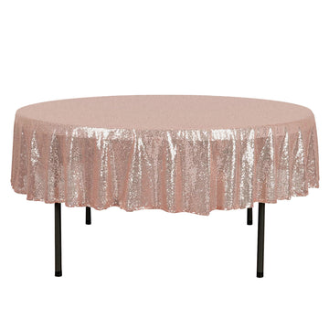 90" Rose Gold Seamless Premium Sequin Round Tablecloth