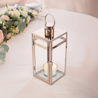 Rose Gold Vintage Top Stainless Steel Candle Lantern