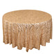 120inch Rose Gold Wave Mesh Round Tablecloth With Gold Embroidered Sequins