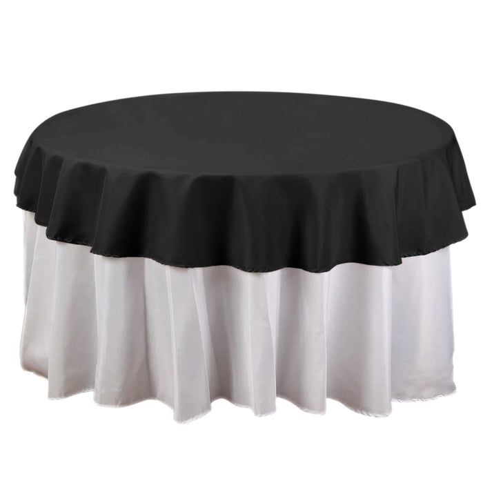 70inch Round Black Polyester Linen Tablecloth