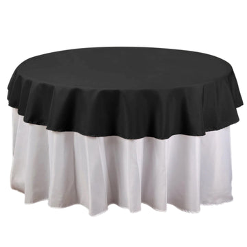 70" Round Black Seamless Polyester Linen Tablecloth