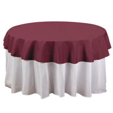 70" Round Burgundy Seamless Polyester Linen Tablecloth