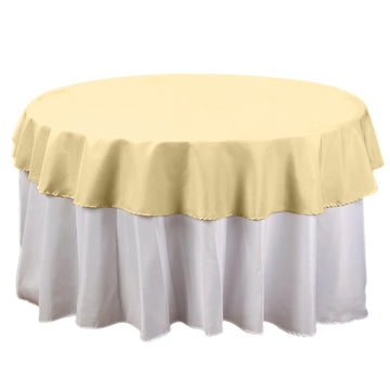 70" Round Champagne Seamless Polyester Linen Tablecloth