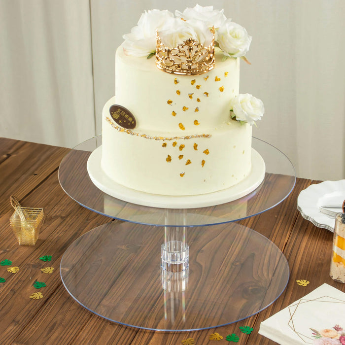 18inch Round 2-Tier Clear Acrylic Cake Stand Set & Cupcake Dessert Holder
