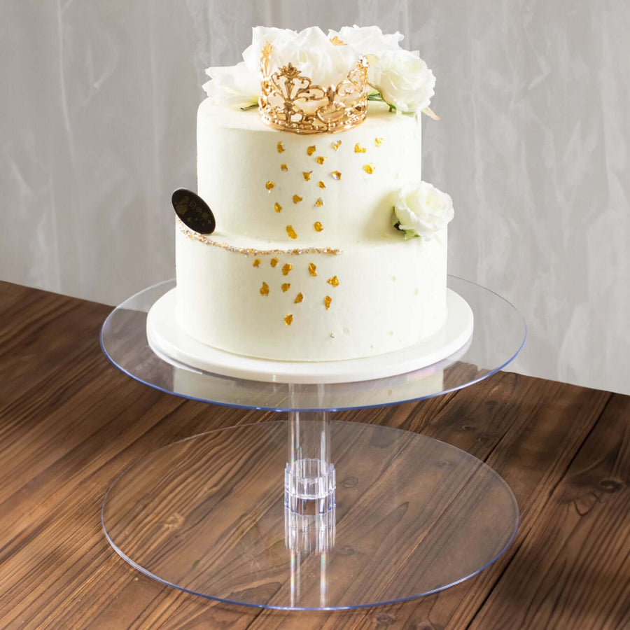 16inch Round 2-Tier Clear Acrylic Cake Stand Set & Cupcake Dessert Holder