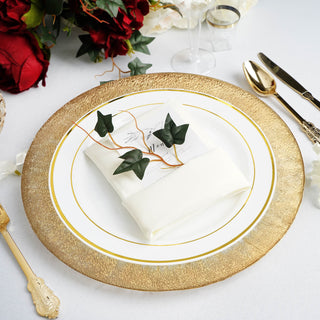 Add Glamour to Your Table with Metallic Gold Rim Glass Charger Plates