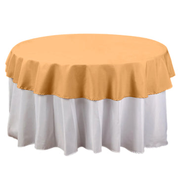 70" Round Gold Seamless Polyester Linen Tablecloth