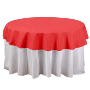 70" Round Red Seamless Polyester Linen Tablecloth