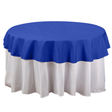 70" Round Royal Blue Seamless Polyester Linen Tablecloth