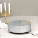14inch Round Silver Embossed Cake Stand Riser, Matte Metal Cake Pedestal