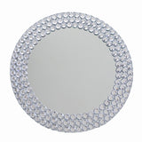 2 Pack | 13inch Round Silver Mirror Glass Charger Plates with Diamond Beaded Rim#whtbkgd