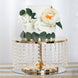 14" Round 8" Tall Metallic Gold Cake Stand, Cupcake Dessert Pedestal With Crystal Chains